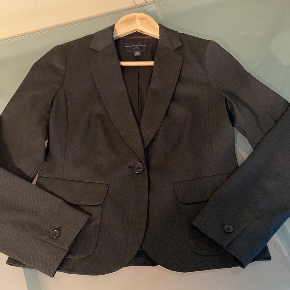 Banana Republic Black Petite Blazer Tailored Career Jacket Size 2P